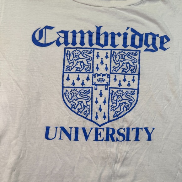 VTG 90s Cambridge University Shirt Made in the UK Tag Medium Fits Cropped Look - Picture 2 of 11